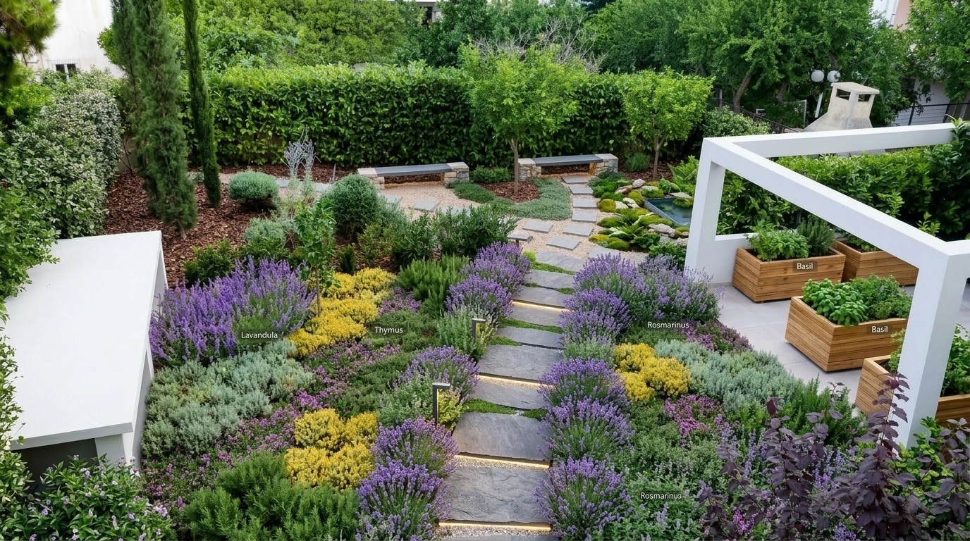 Landscape design in Eco Natural Garden style — Yard by GenRoom AI