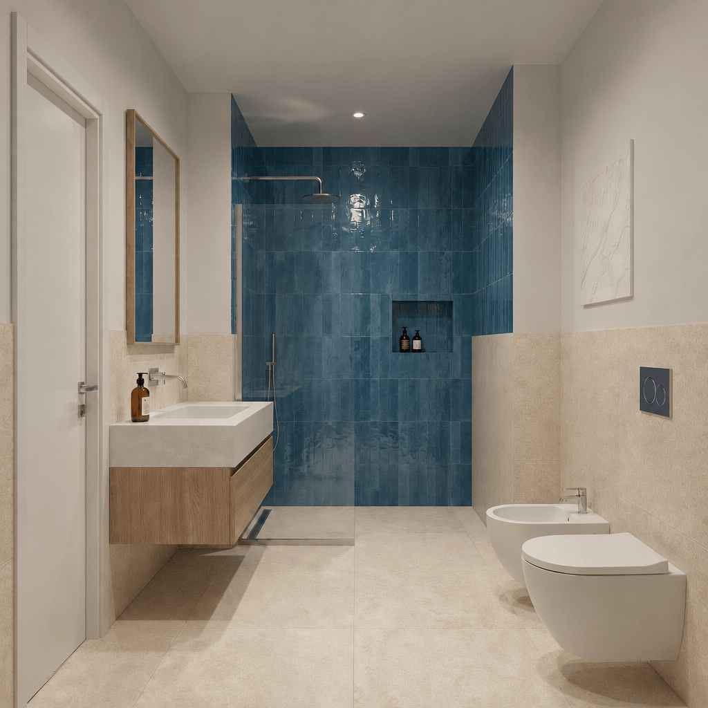 Bathroom interior in Scandinavian style — photo by GenRoom AI