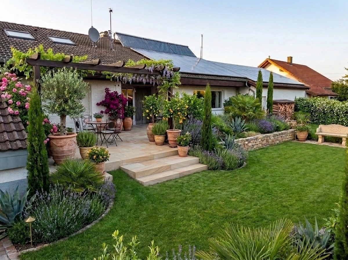 Landscape design in Mediterranean Yard style — Yard by GenRoom AI