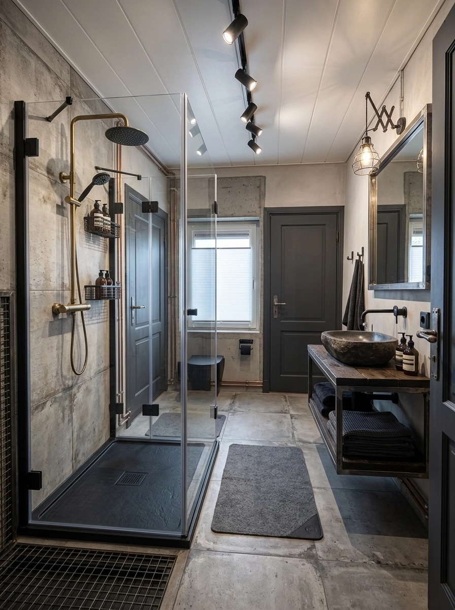 Interior design in Loft / Industrial style — Bathroom by GenRoom AI