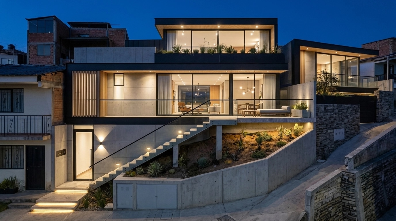 Қасбет дизайны Contemporary Facade стилінде — GenRoom AI жасаған Қасбет