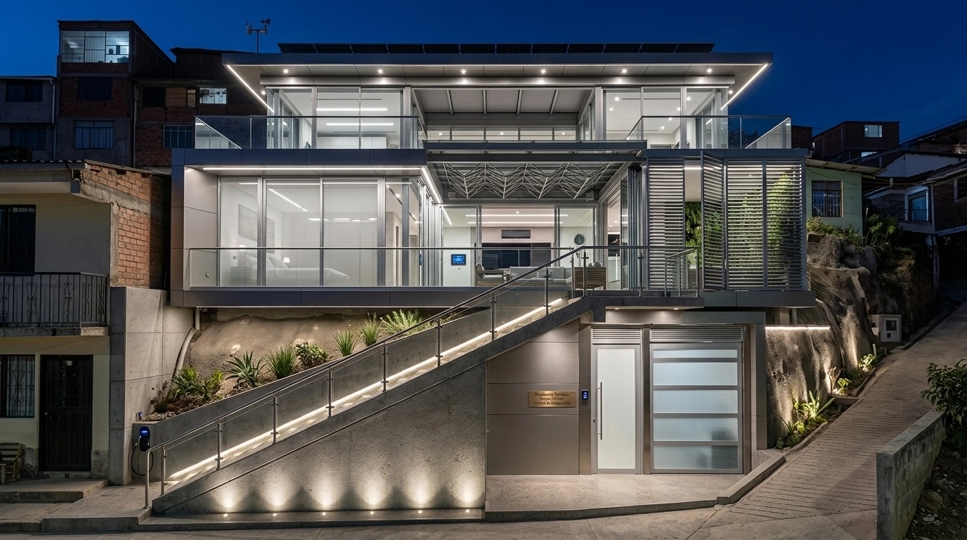 Hi-Tech Facade Facade design — facade photo by GenRoom AI