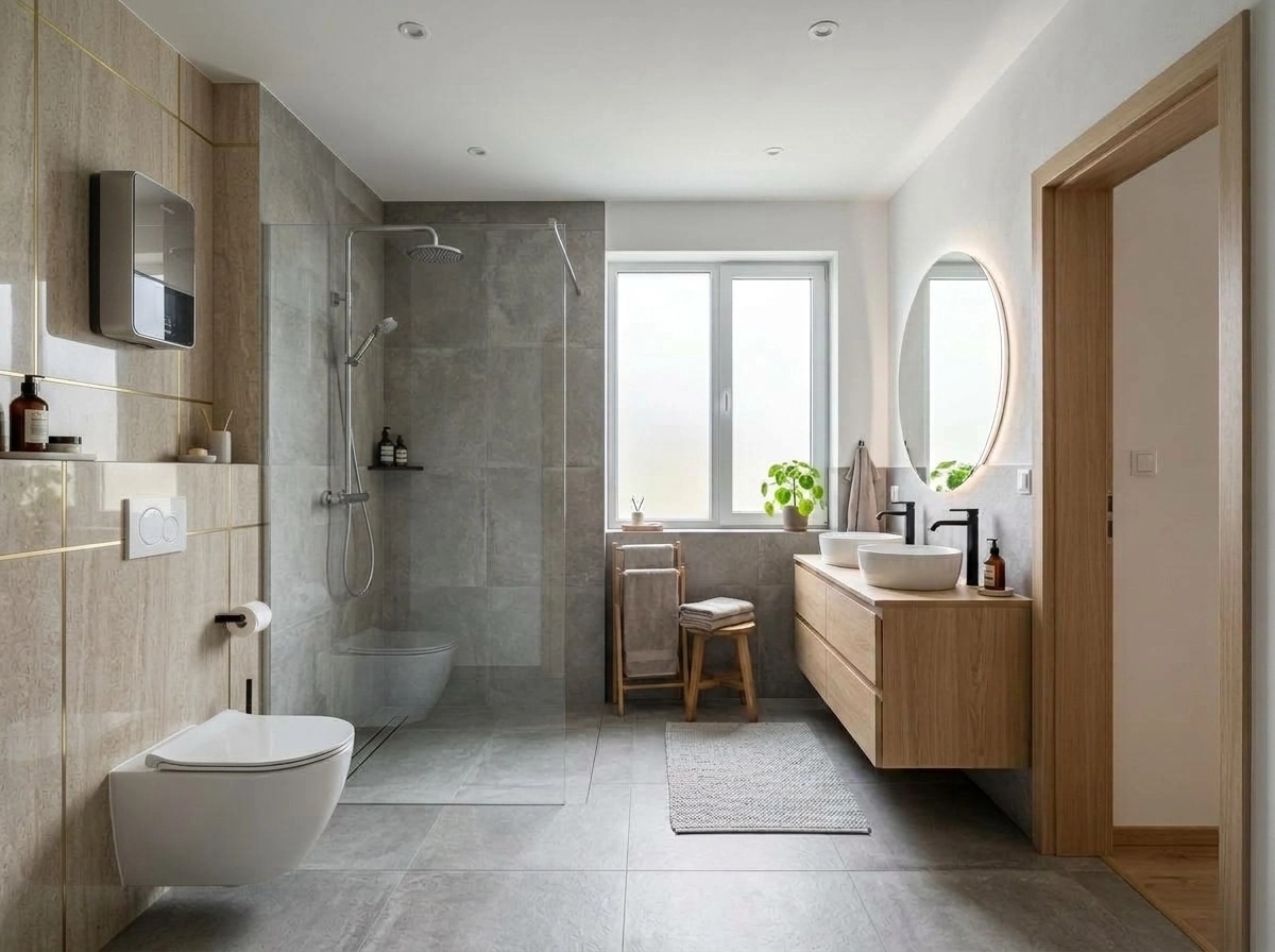 Bathroom interior in Scandinavian style — photo by GenRoom AI
