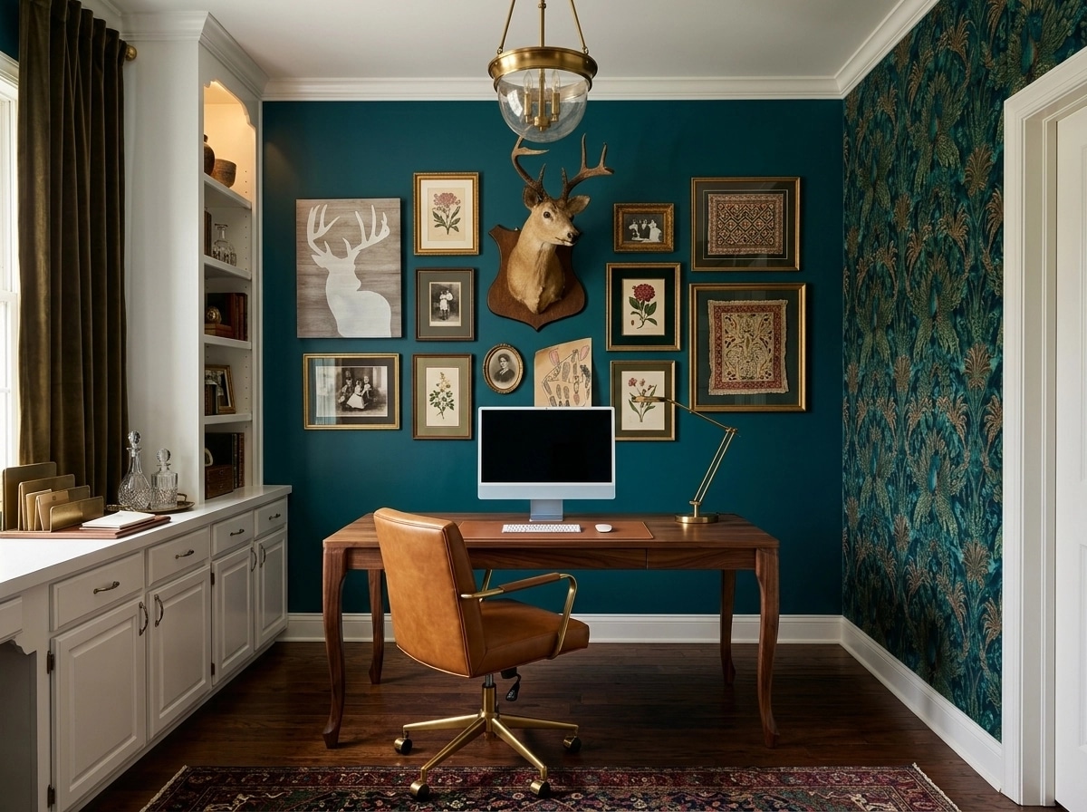 Office interior in Maximalist style — photo by GenRoom AI