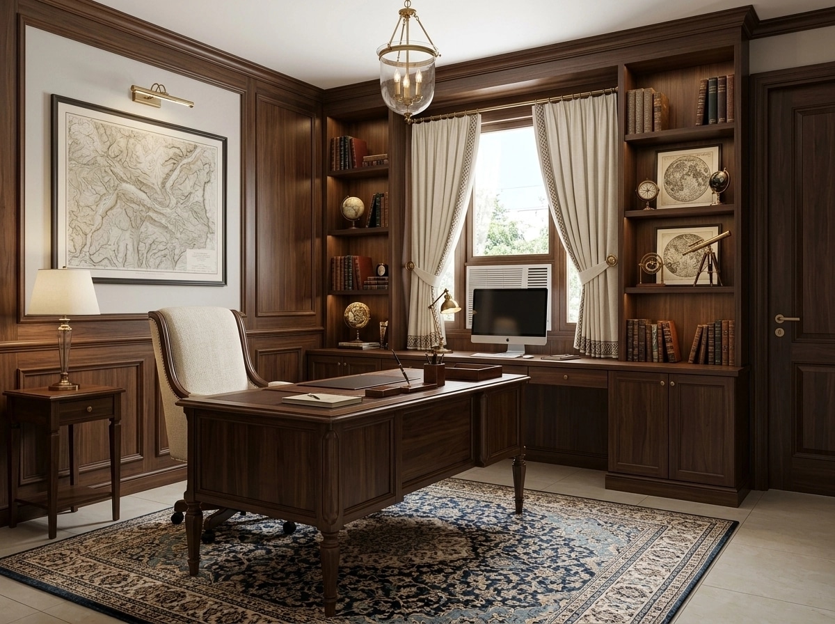Office interior in Transitional style — photo by GenRoom AI
