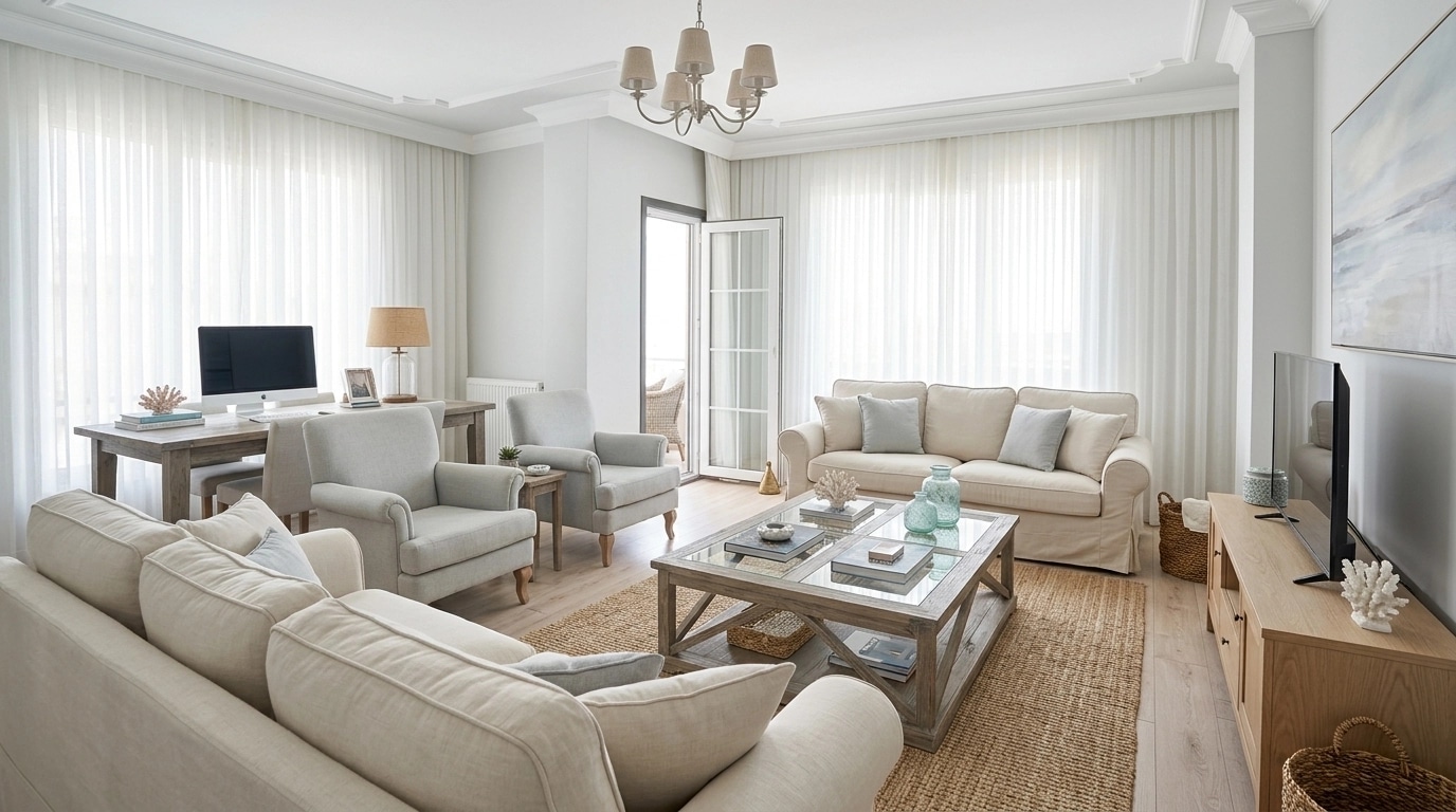 Interior design in Coastal / Hamptons style — Living Room by GenRoom AI