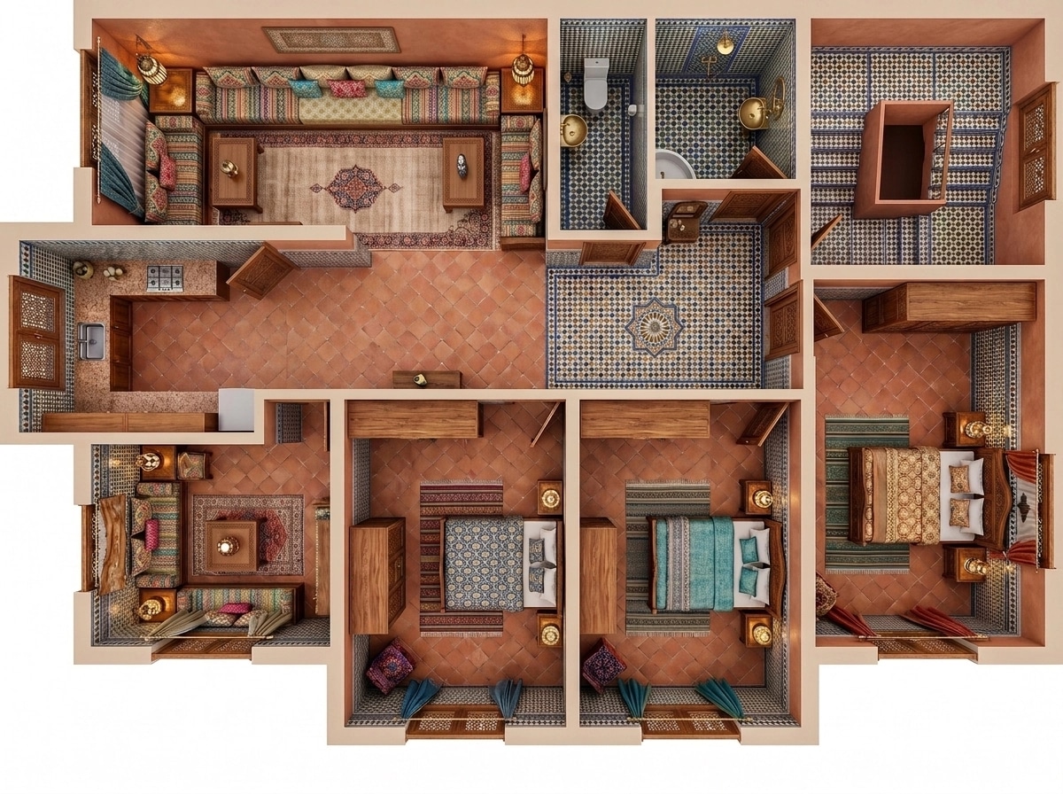 Interior design in Arabian / Moroccan style — Living Room by GenRoom AI