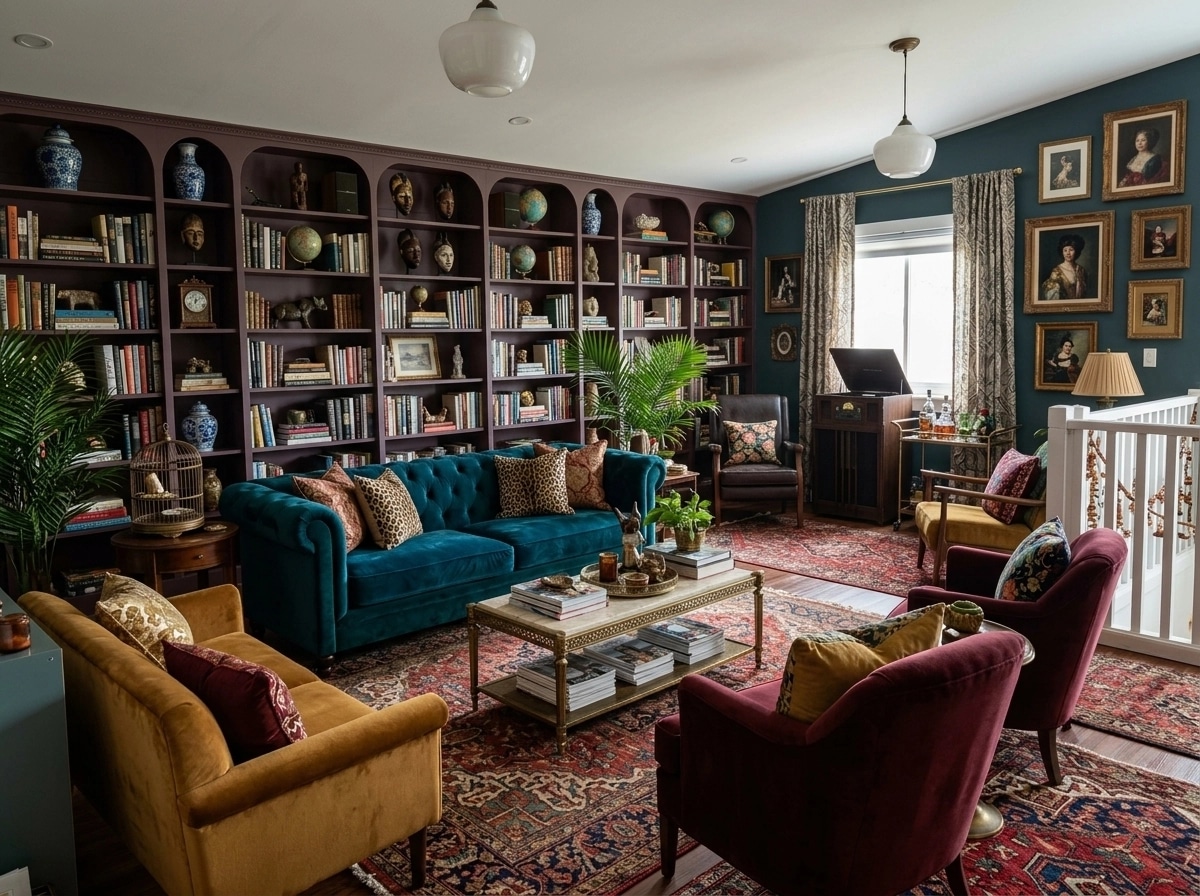 Maximalist Living Room design — interior photo by GenRoom AI