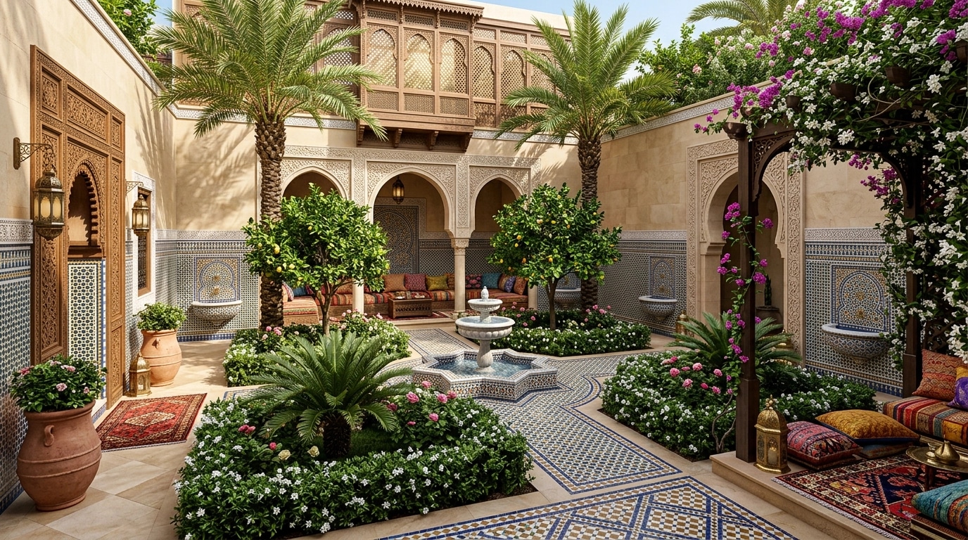 Yard design in Arabian Courtyard style — photo by GenRoom AI