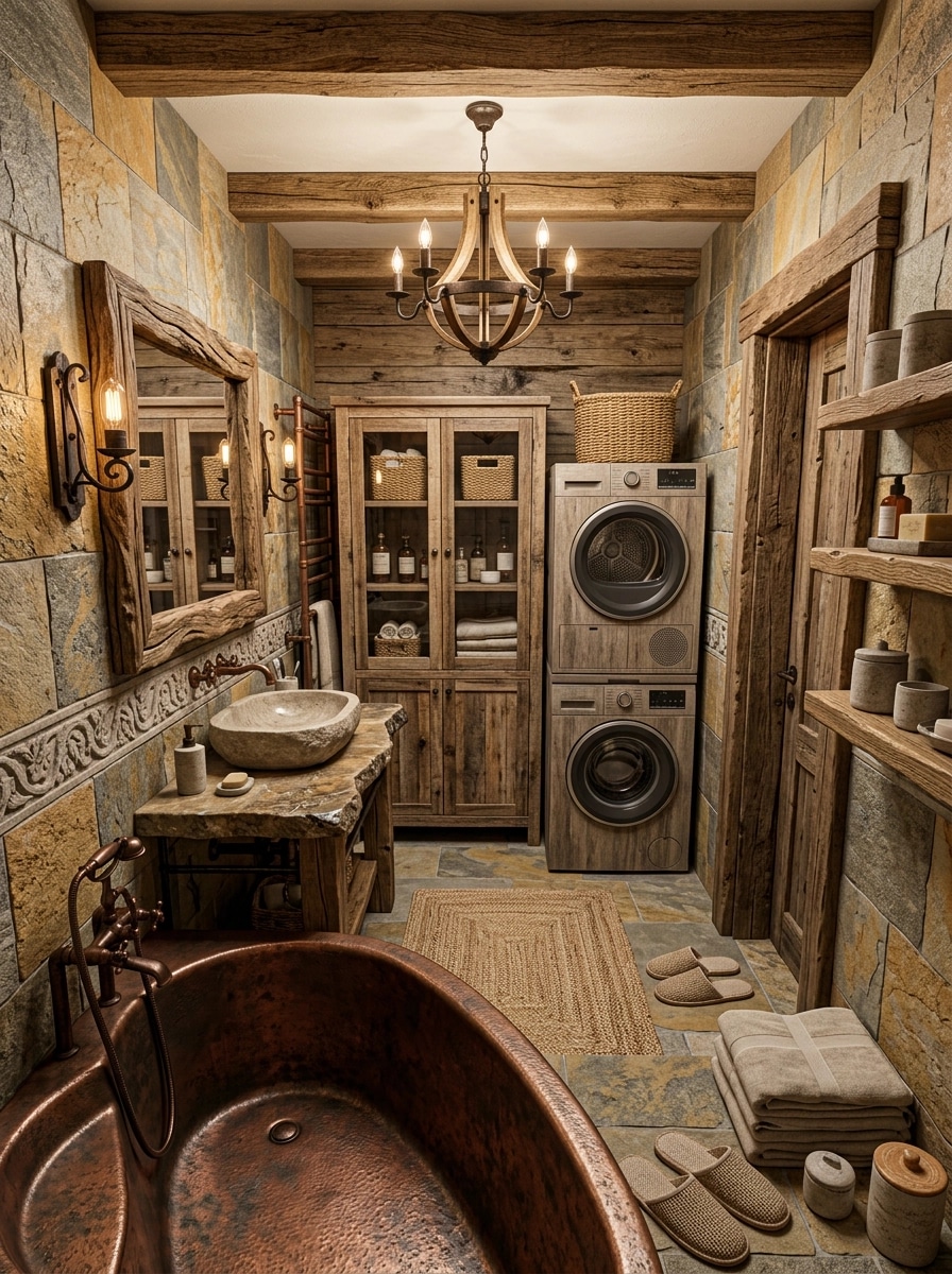 Bathroom interior in Rustic style — photo by GenRoom AI