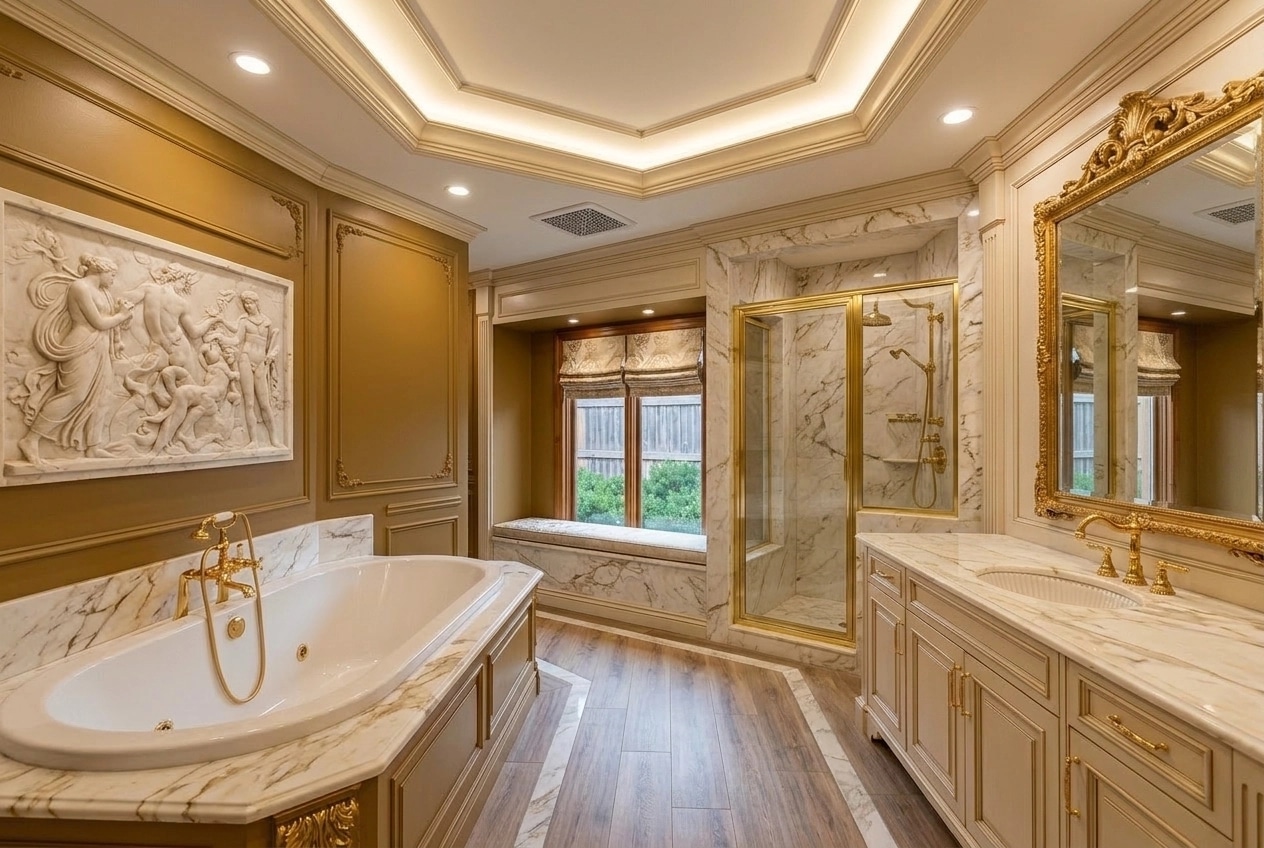 Bathroom interior in Neoclassic style — photo by GenRoom AI
