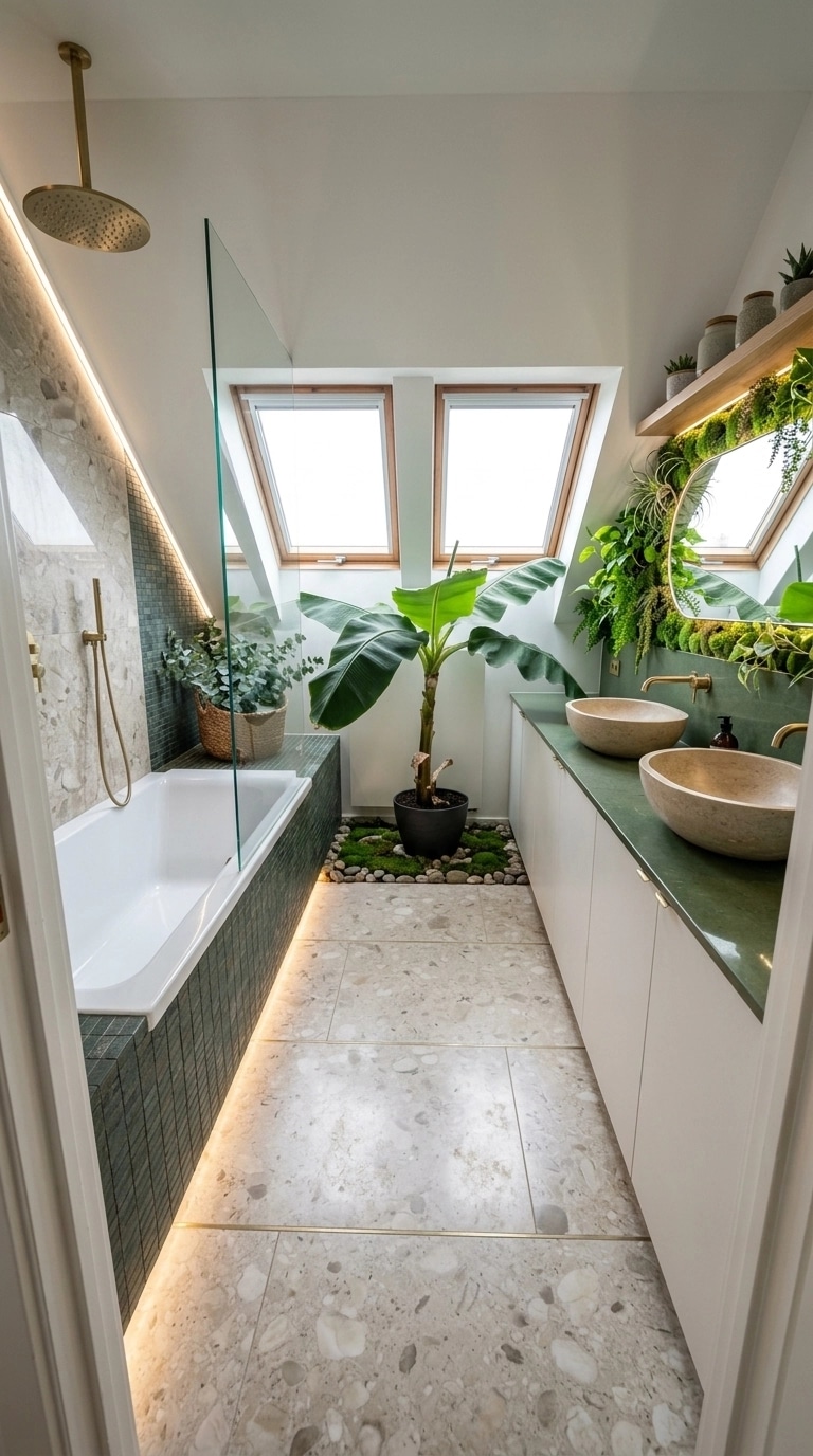 Bathroom interior in Biophilic style — photo by GenRoom AI