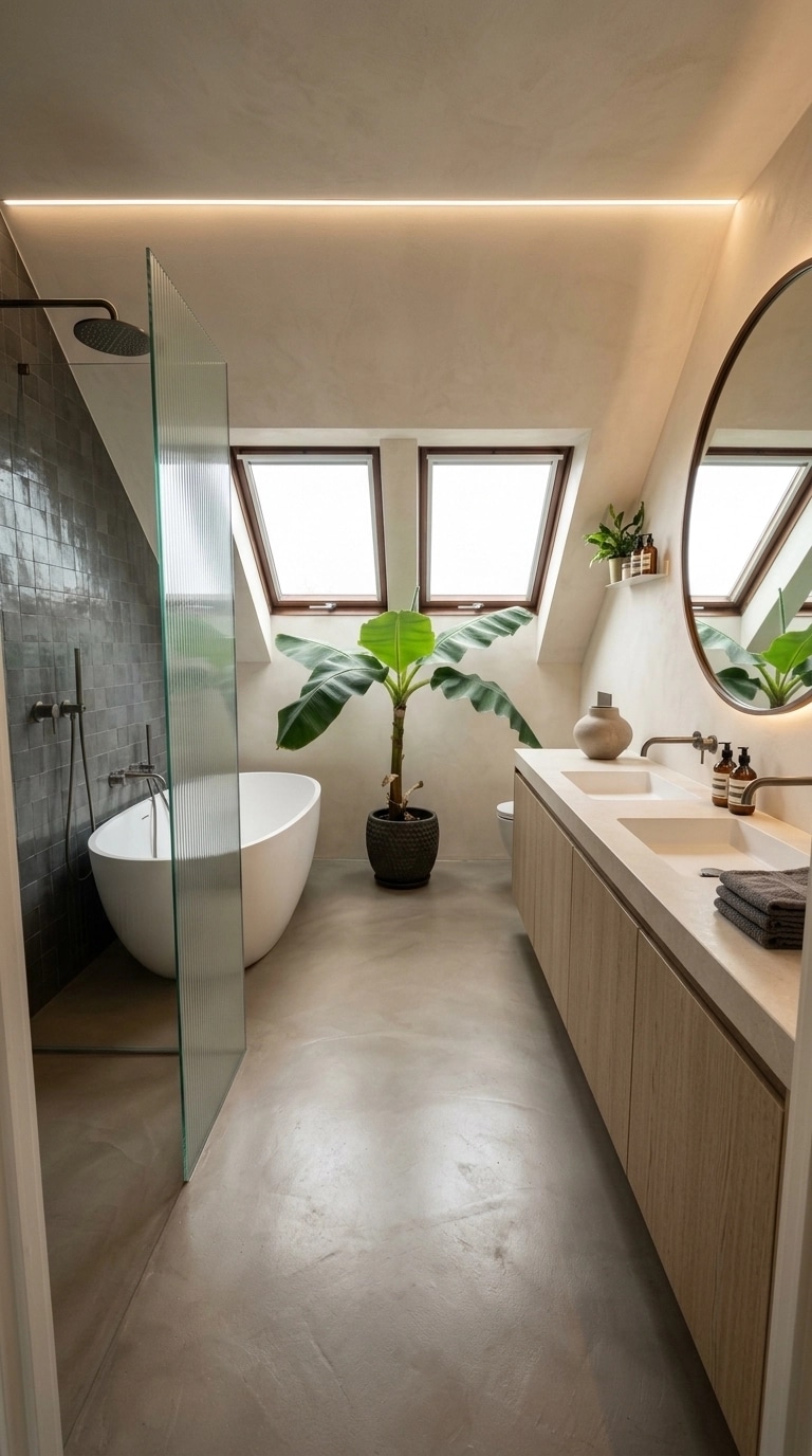 Bathroom interior in Japandi style — photo by GenRoom AI