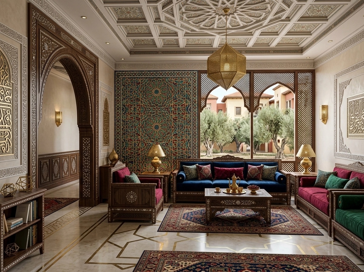 Interior design in Islamic Geometric style — Living Room by GenRoom AI