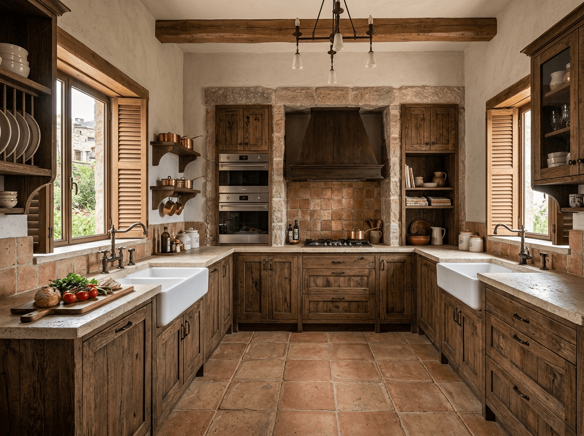 Kitchen interior in Rustic style — photo by GenRoom AI