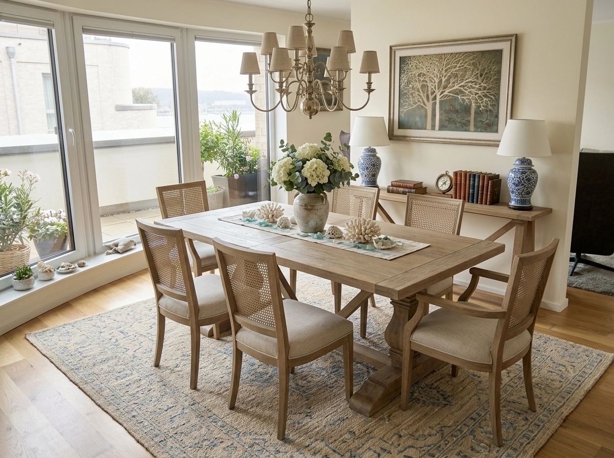 Design de interiores em estilo Coastal / Hamptons — dining_room por GenRoom AI