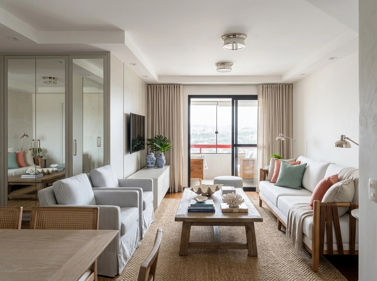 Coastal / Hamptons Sala de Estar design — interior photo by GenRoom AI