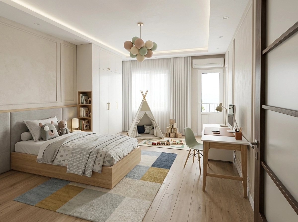 Contemporary Kids Room design — interior photo by GenRoom AI