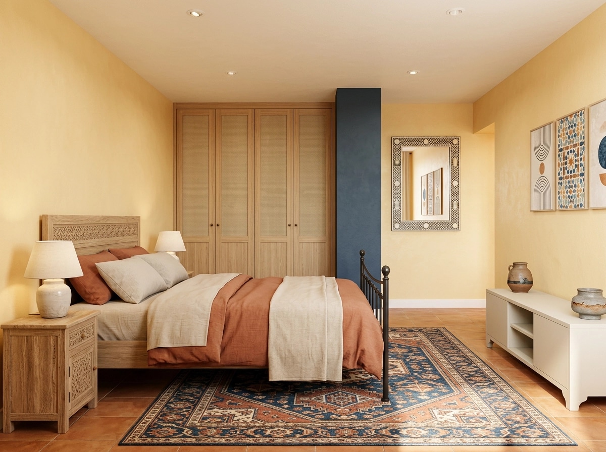 Bedroom interior in Andalusian style — photo by GenRoom AI