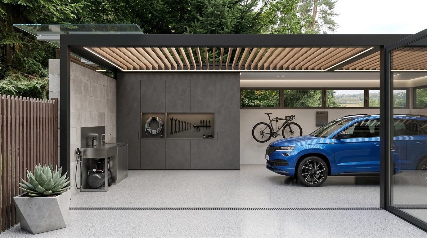 Interior design in Minimalism style — garage by GenRoom AI