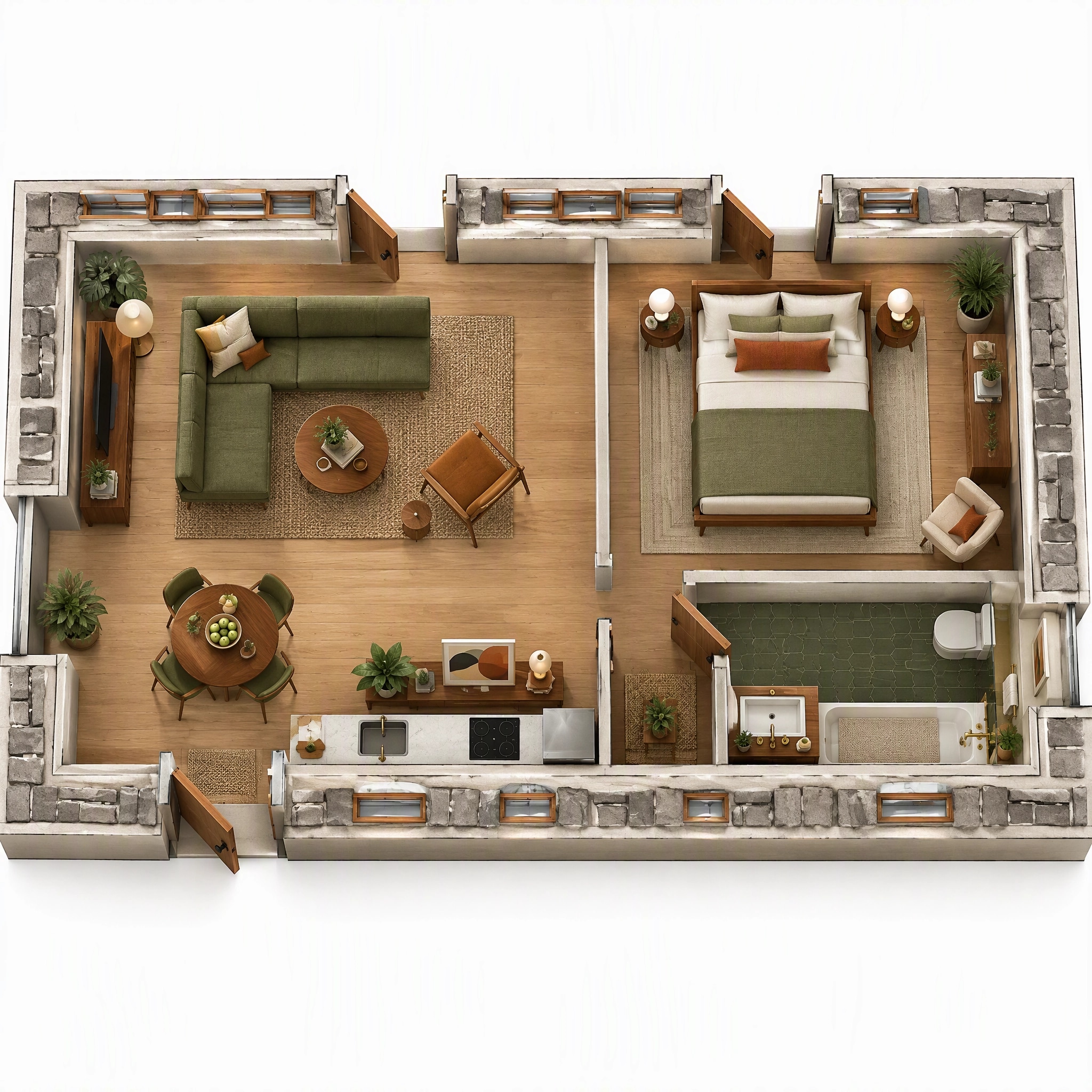 Interior design in Mid-Century Modern style — Living Room by GenRoom AI
