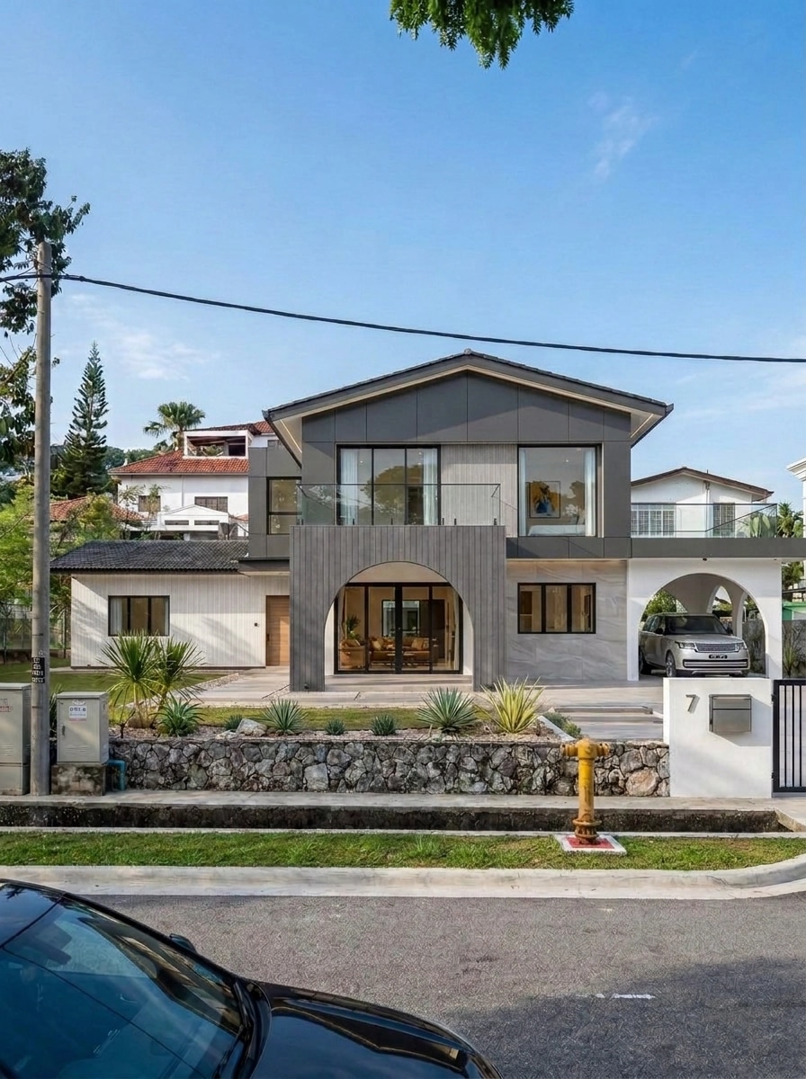 Contemporary Facade Қасбет design — facade photo by GenRoom AI