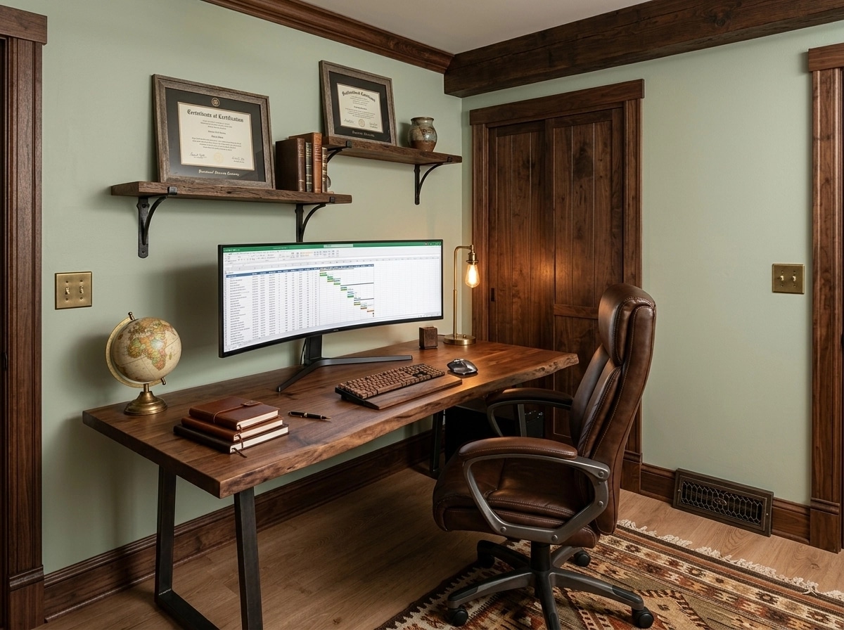 Interior design in Rustic style — home_office by GenRoom AI