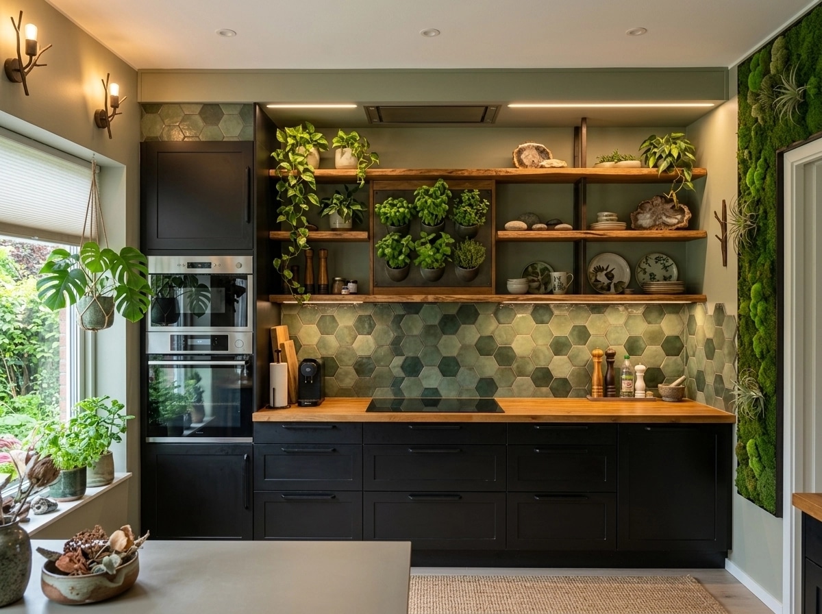 Kitchen interior in Biophilic style — photo by GenRoom AI
