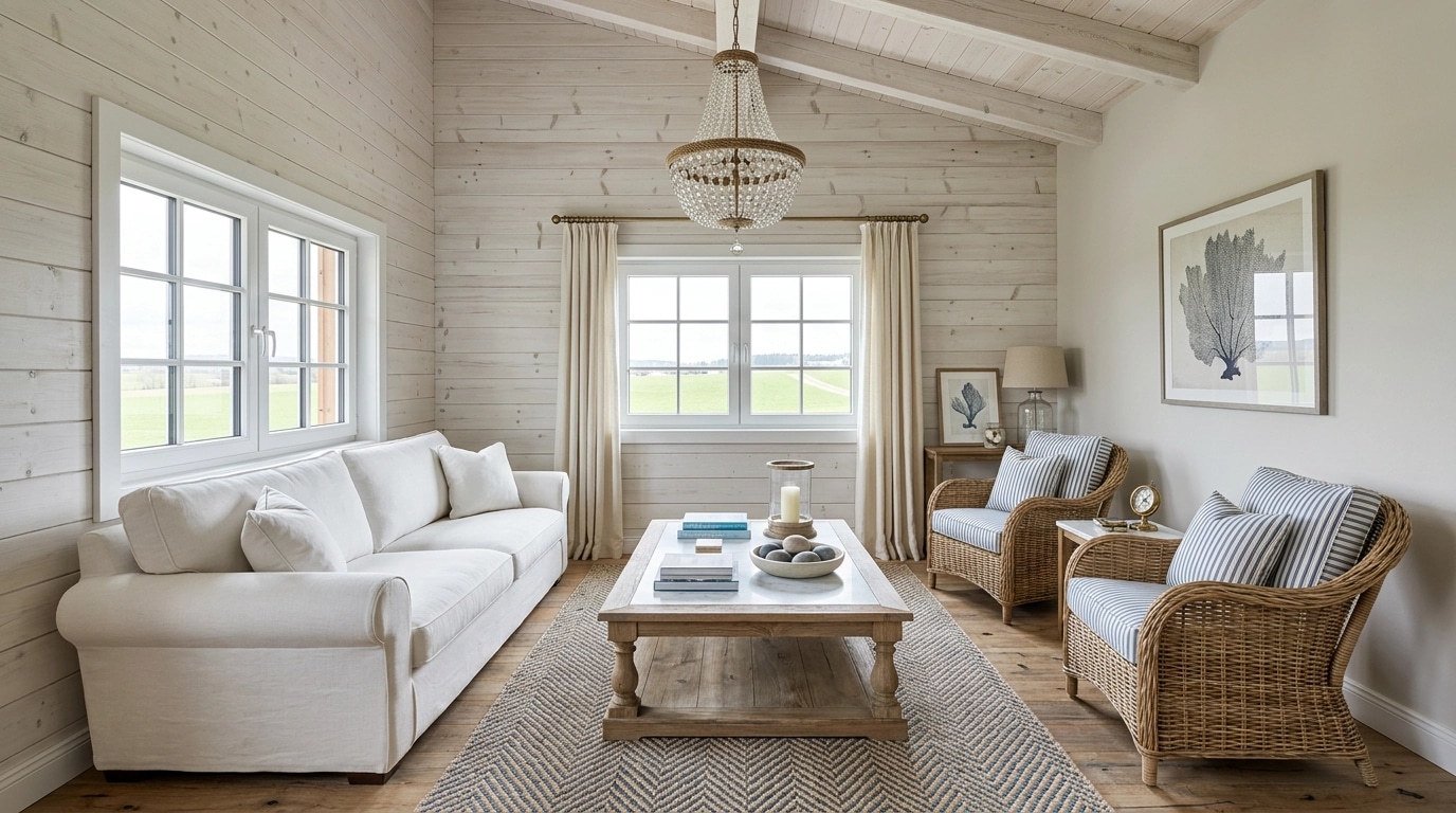 Interior design in Coastal / Hamptons style — Living Room by GenRoom AI