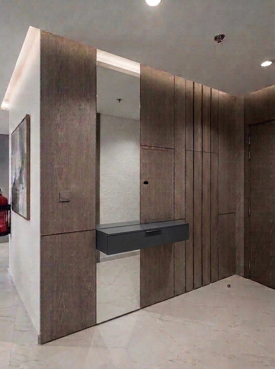 Hallway interior in Mid-Century Modern style — photo by GenRoom AI