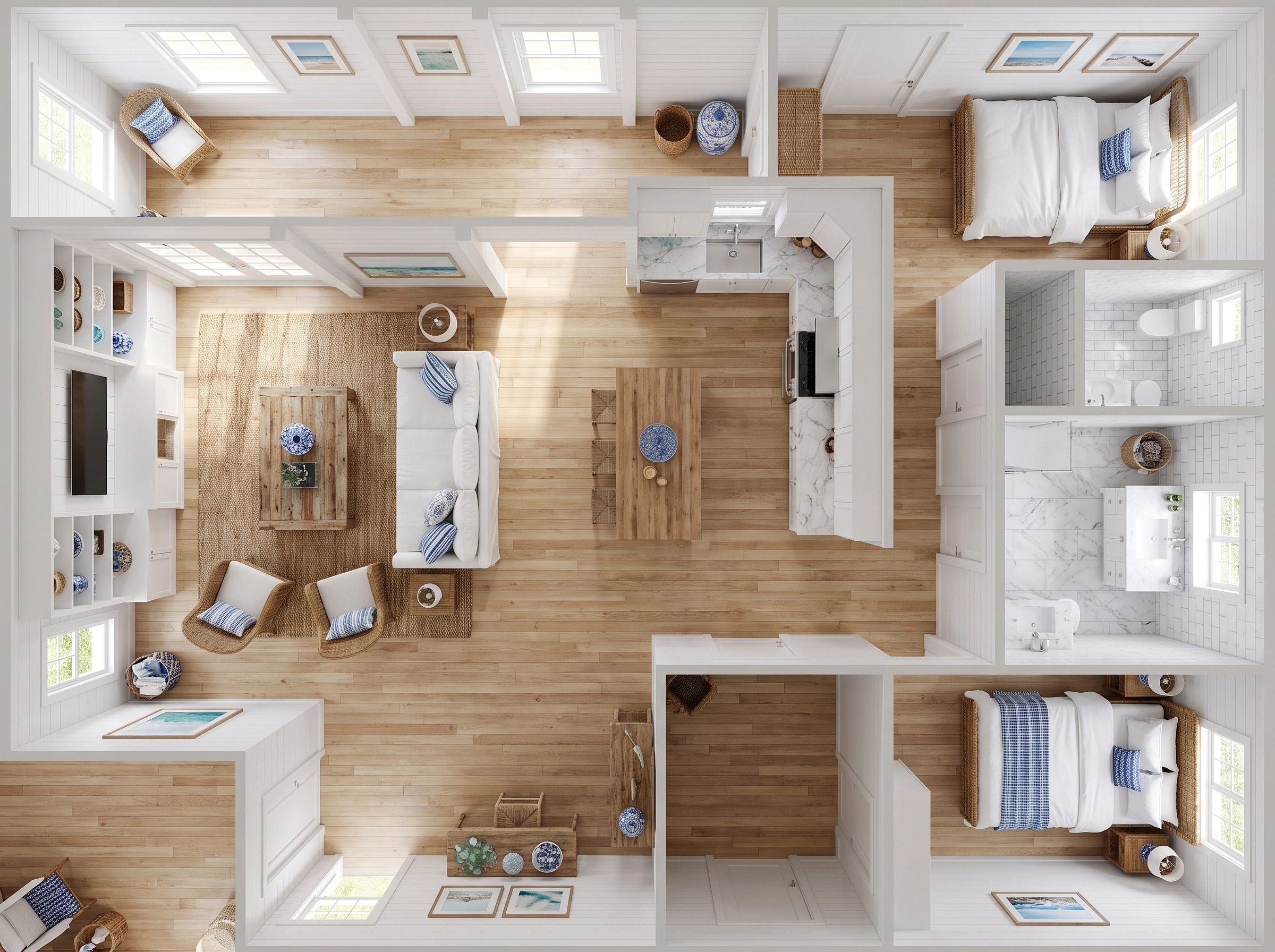 Interior design in Coastal / Hamptons style — Living Room by GenRoom AI