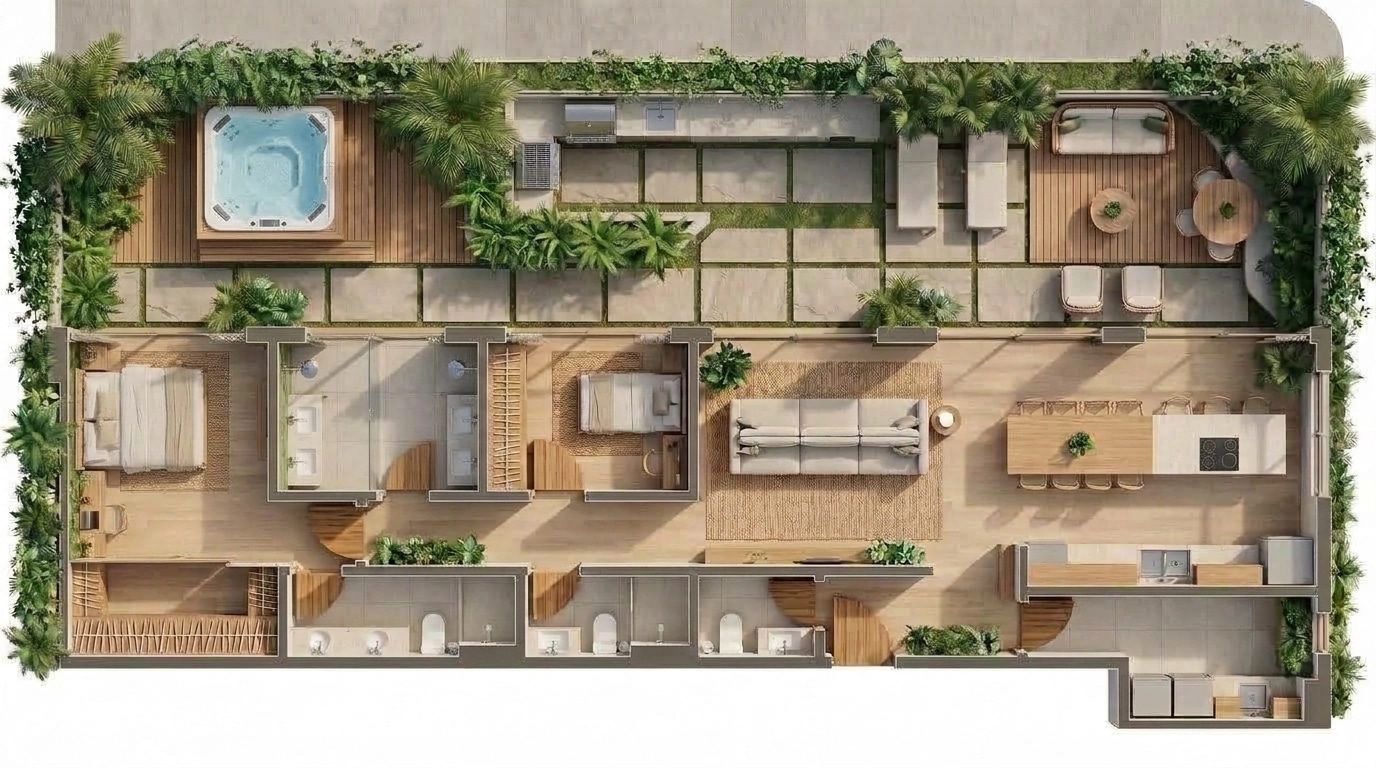 Biophilic Living Room design — interior photo by GenRoom AI