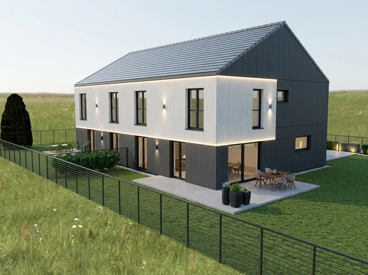 Fasad desain di Minimalist Facade gaya — Fasad oleh GenRoom AI