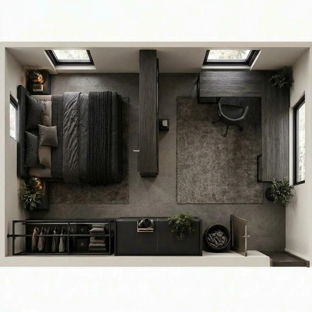 Blacktec Bedroom design — interior photo by GenRoom AI