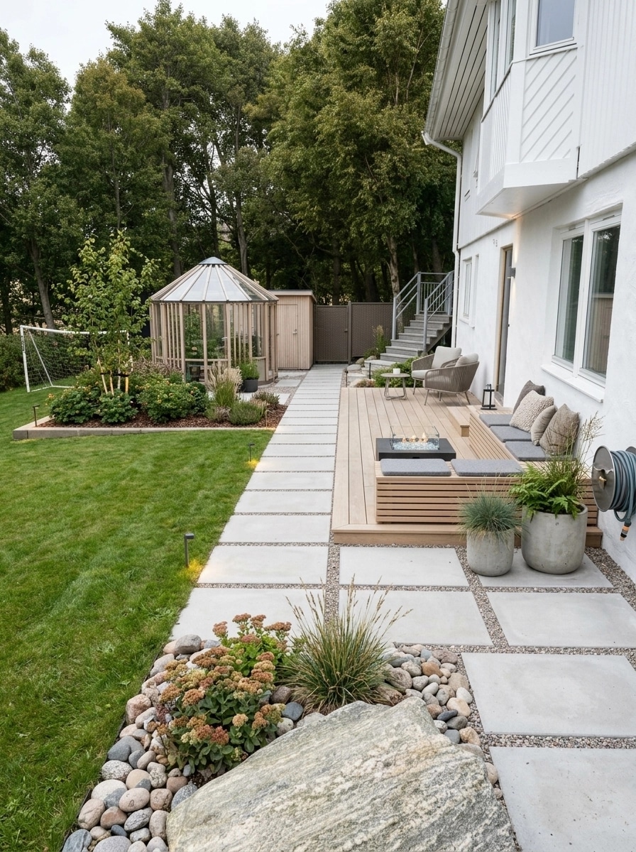 Landscape design in Scandinavian Garden style — Yard by GenRoom AI