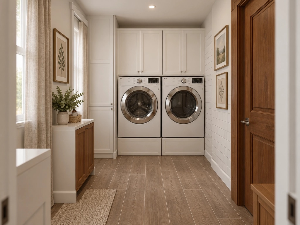 Interior design in Transitional style — laundry by GenRoom AI