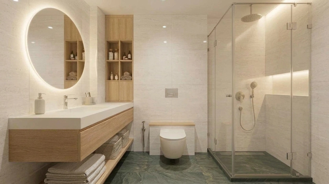 Scandinavian Bathroom design — interior photo by GenRoom AI