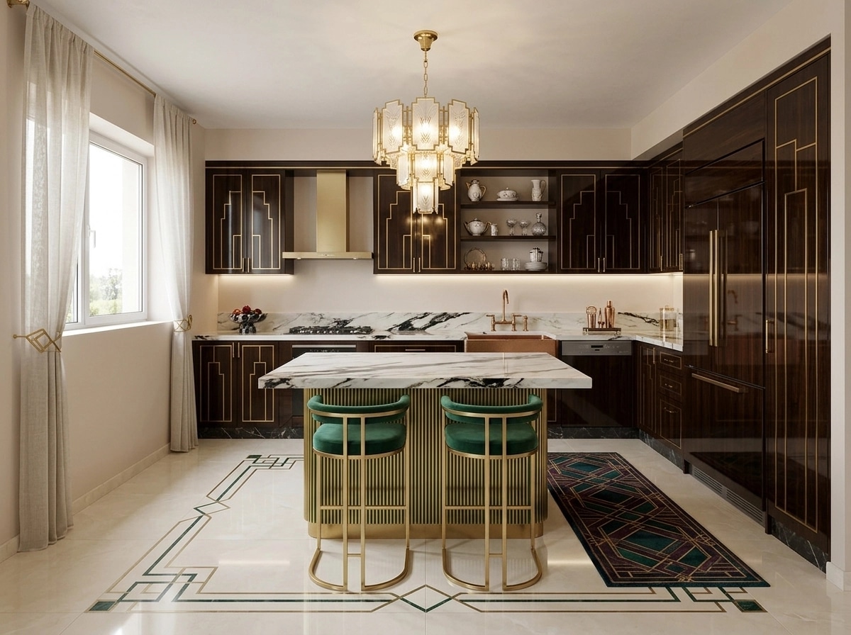İç mekân tasarımı Art Deco stili — Mutfak GenRoom AI