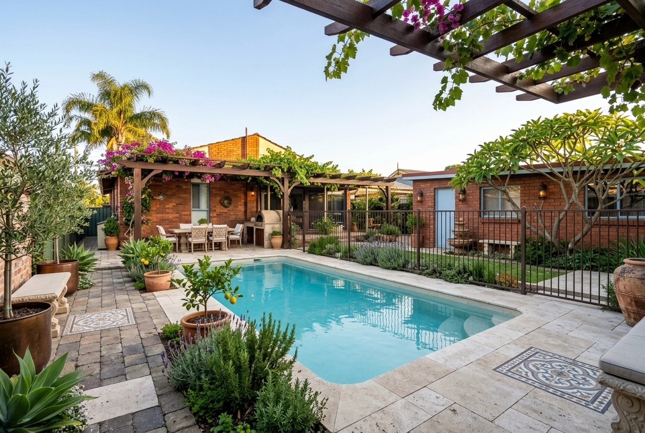 Landscape design in Mediterranean Yard style — Yard by GenRoom AI