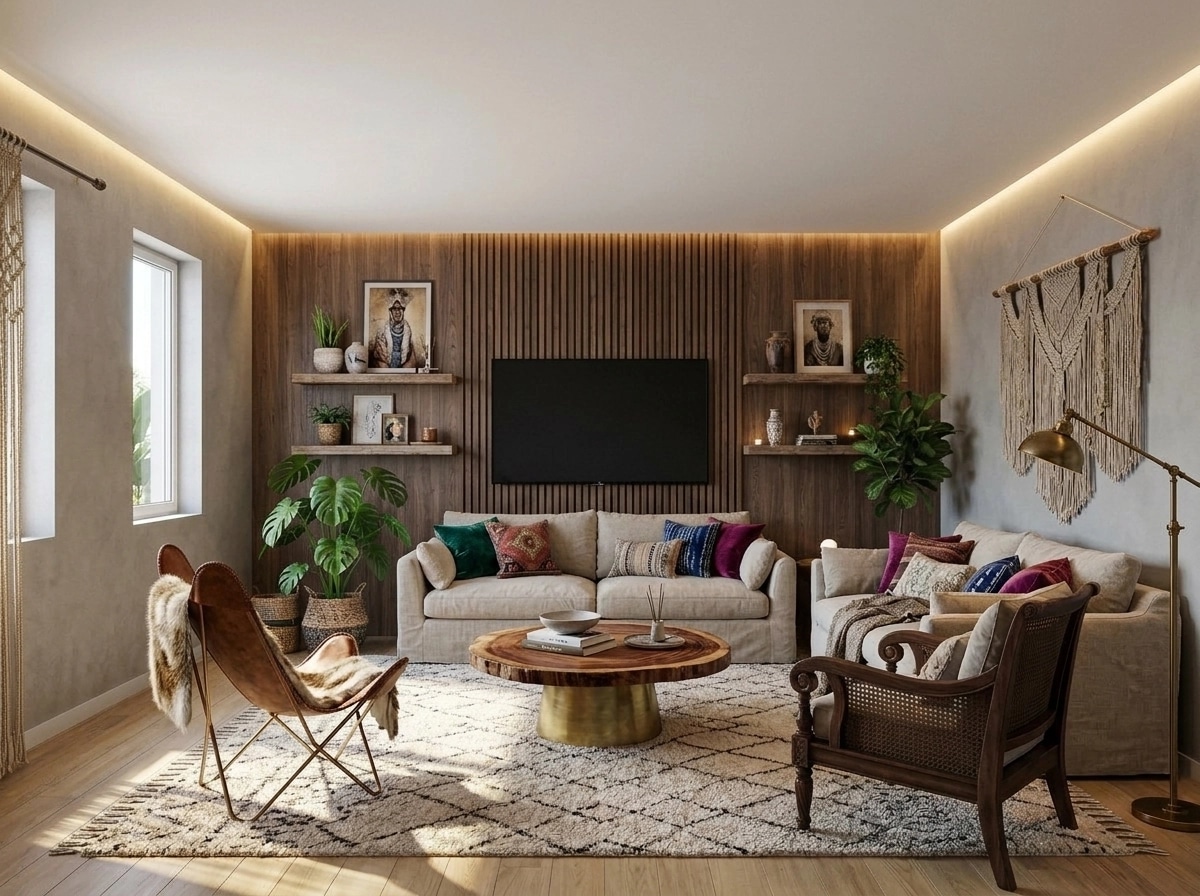 Interior design in Bohemian style — Living Room by GenRoom AI