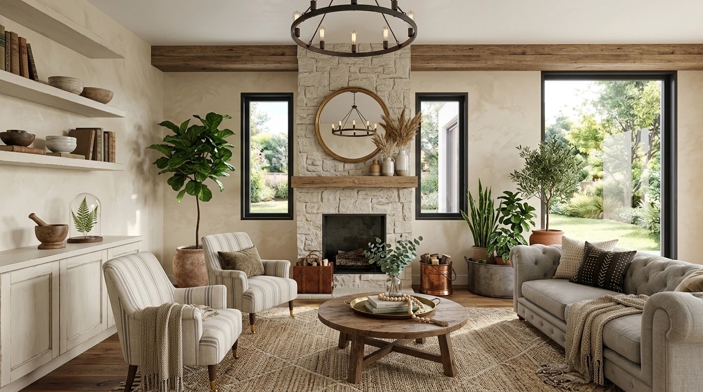 Modern Farmhouse Living Room design — interior photo by GenRoom AI