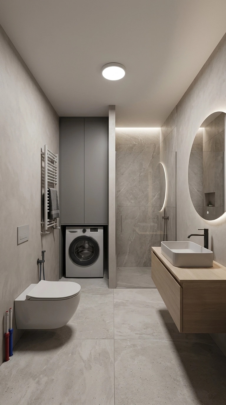Bathroom interior in Minimalism style — photo by GenRoom AI