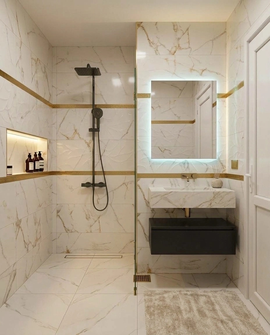 Bathroom interior in Minimalism style — photo by GenRoom AI