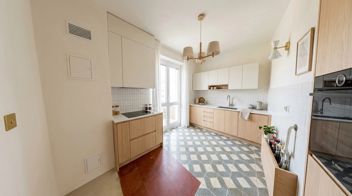 Kitchen interior in Scandinavian style — photo by GenRoom AI