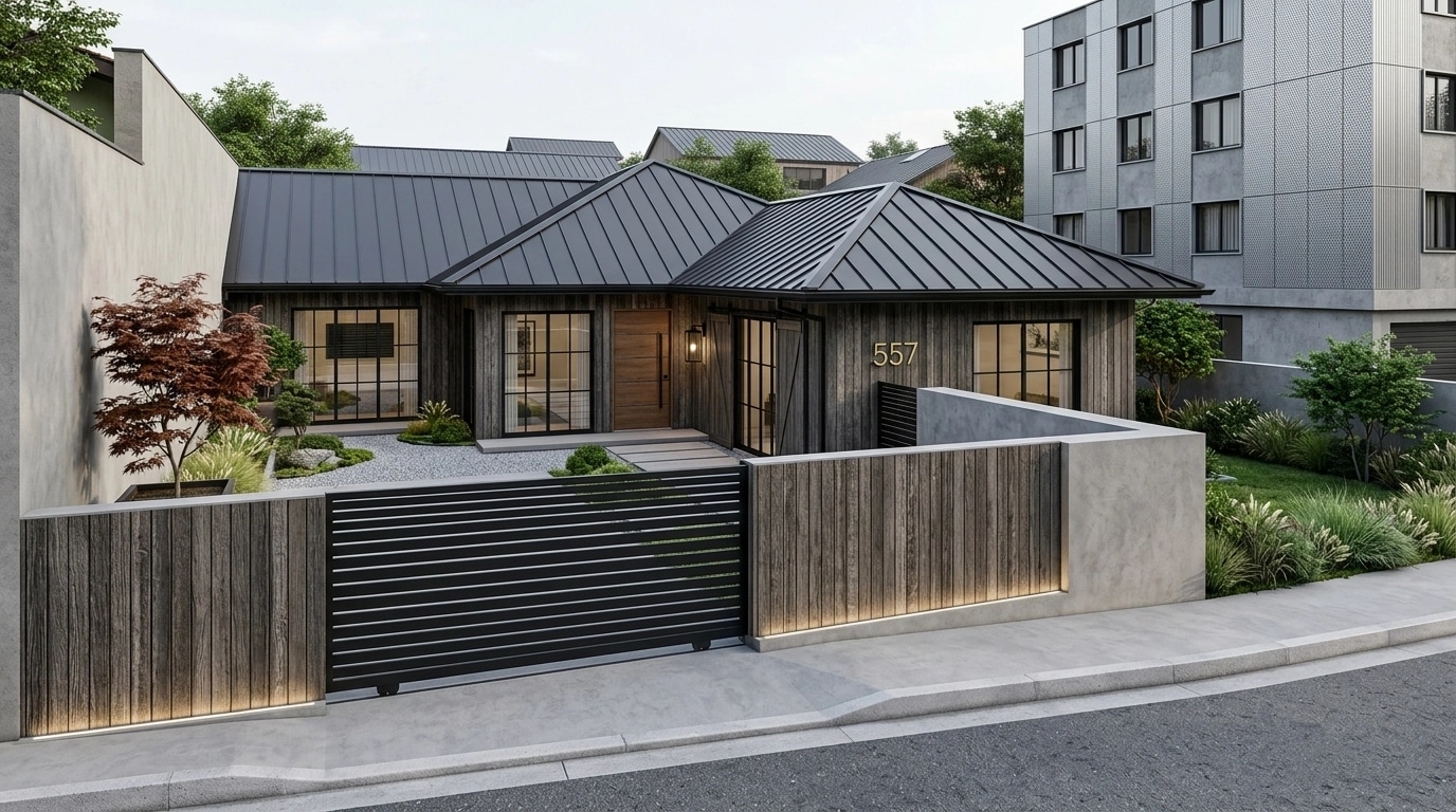 Facade design in Barnhouse Facade style — photo by GenRoom AI