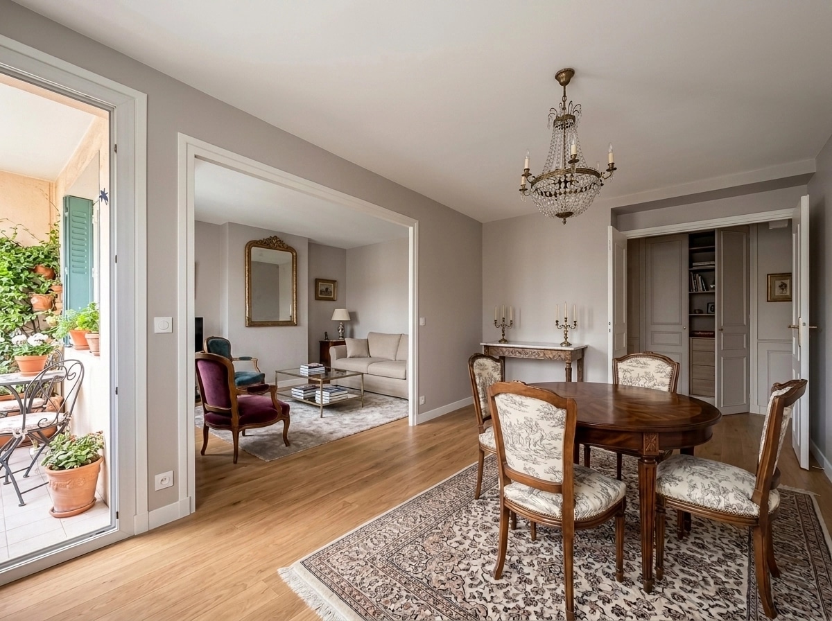 French Parisian Living Room design — interior photo by GenRoom AI