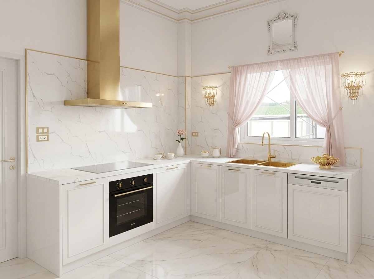 Kitchen interior in Neoclassic style — photo by GenRoom AI