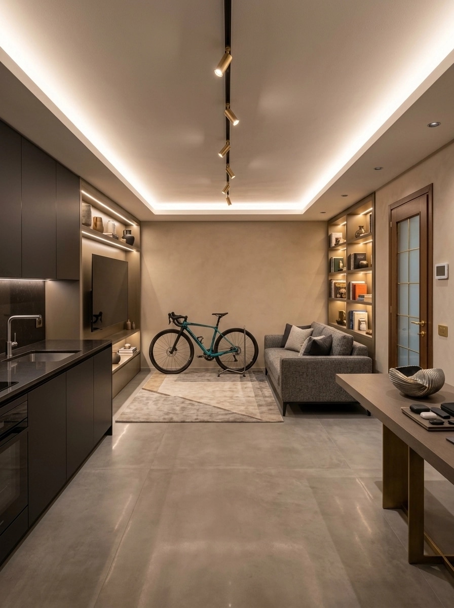 Interior design in Contemporary style — basement by GenRoom AI