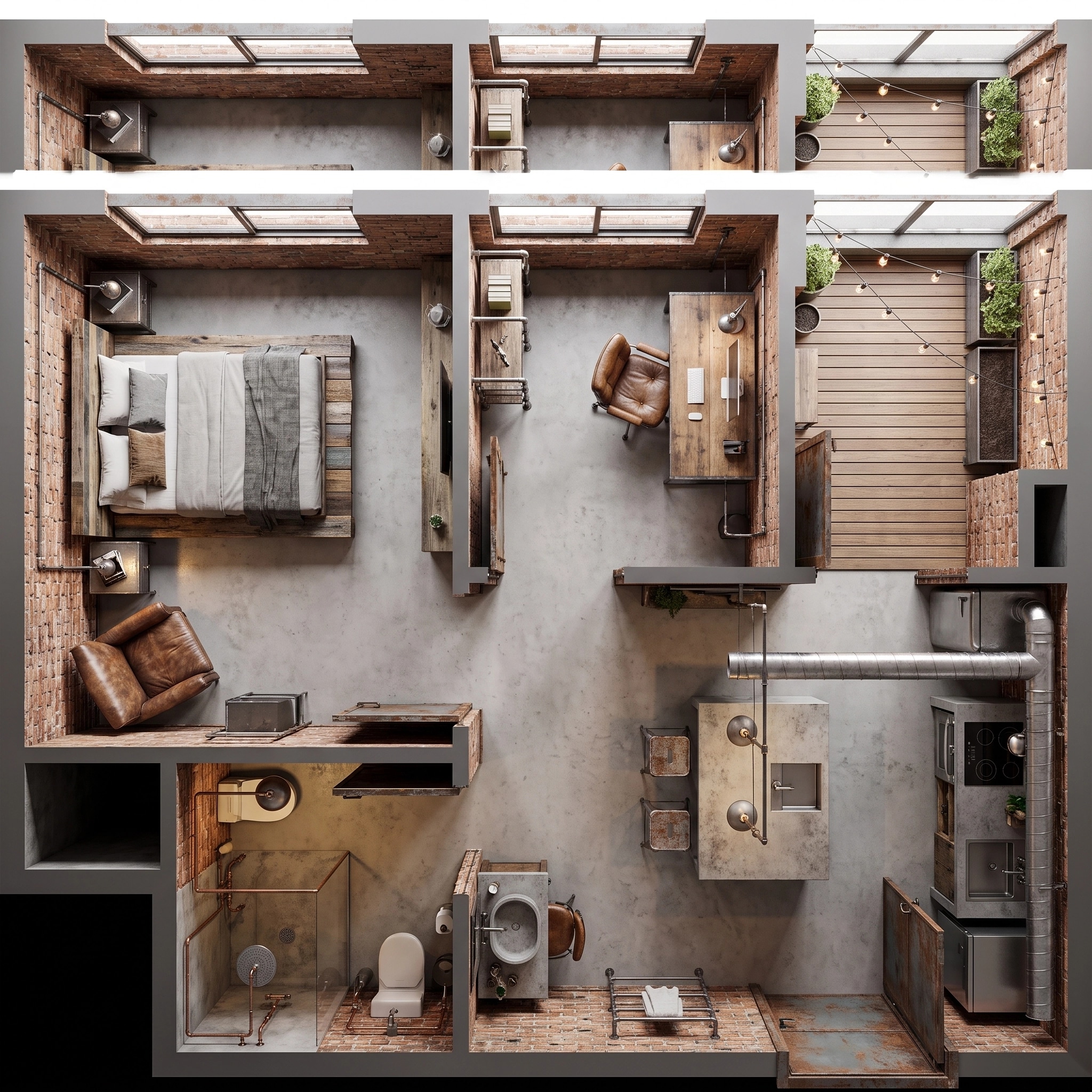 Interior design in Loft / Industrial style — Living Room by GenRoom AI