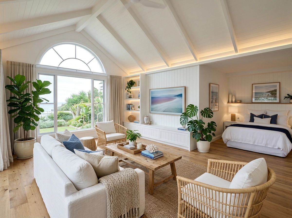 Interior design in Coastal / Hamptons style — Living Room by GenRoom AI